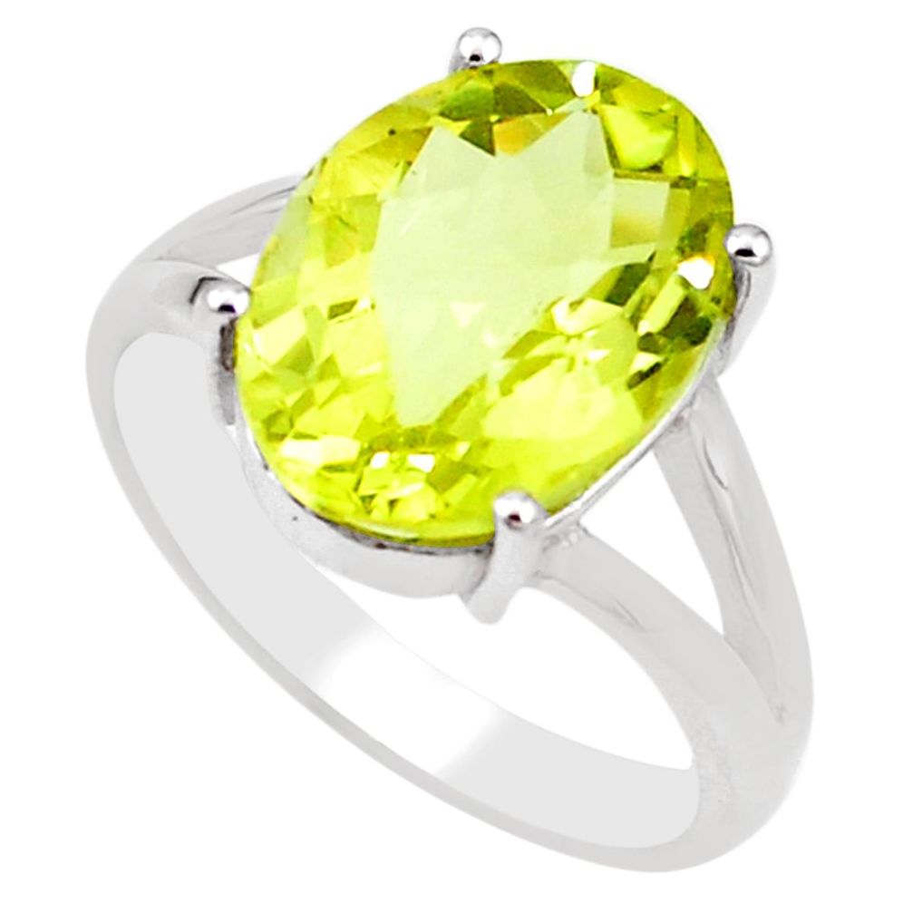 6.58cts natural lemon topaz 925 sterling silver solitaire ring size 6.5 p18516