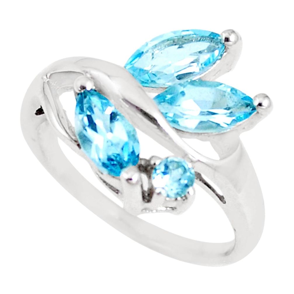 4.22cts natural blue topaz 925 sterling silver ring jewelry size 5.5 p18529