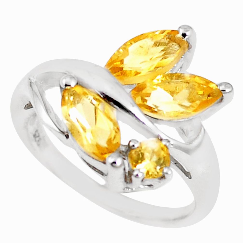 925 sterling silver 4.47cts natural yellow citrine ring jewelry size 7.5 p18536