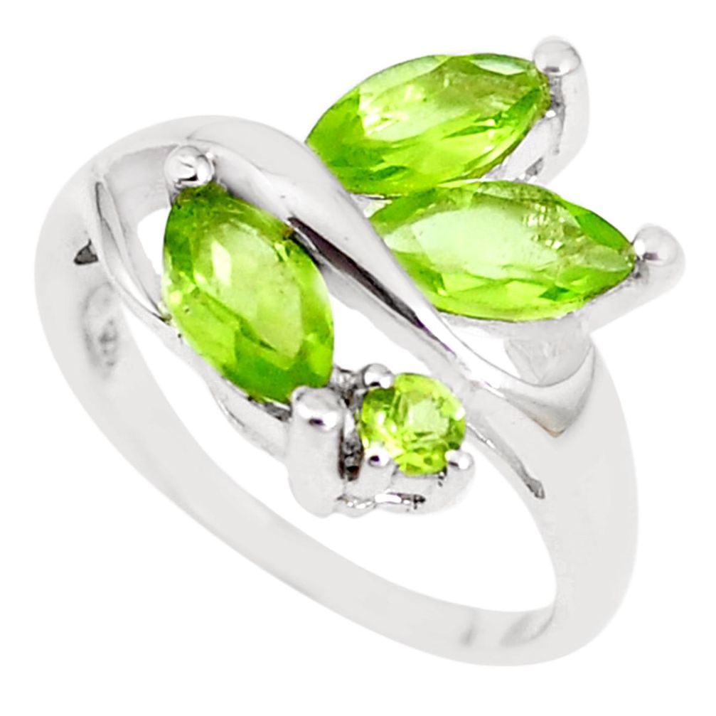 4.46cts natural green peridot 925 sterling silver ring jewelry size 5.5 p18538
