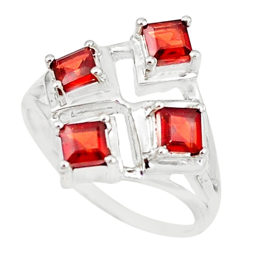 2.94cts natural red garnet 925 sterling silver ring jewelry size 9 p18541