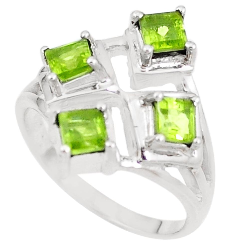 3.01cts natural green peridot 925 sterling silver ring jewelry size 8 p18550