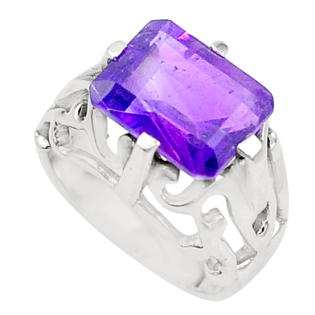 5.30cts natural purple amethyst 925 sterling silver ring jewelry size 7.5 p18598