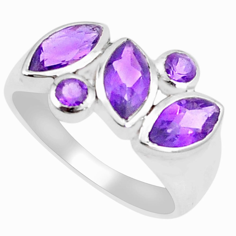 4.73cts natural purple amethyst 925 sterling silver ring jewelry size 6.5 p18614