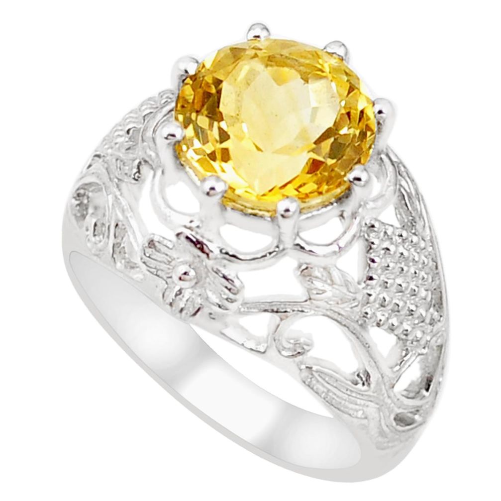 925 silver 6.20cts natural yellow citrine solitaire ring jewelry size 7.5 p18633