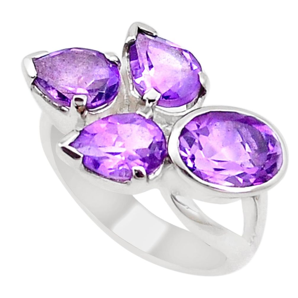 6.31cts natural purple amethyst 925 sterling silver ring jewelry size 5.5 p18652