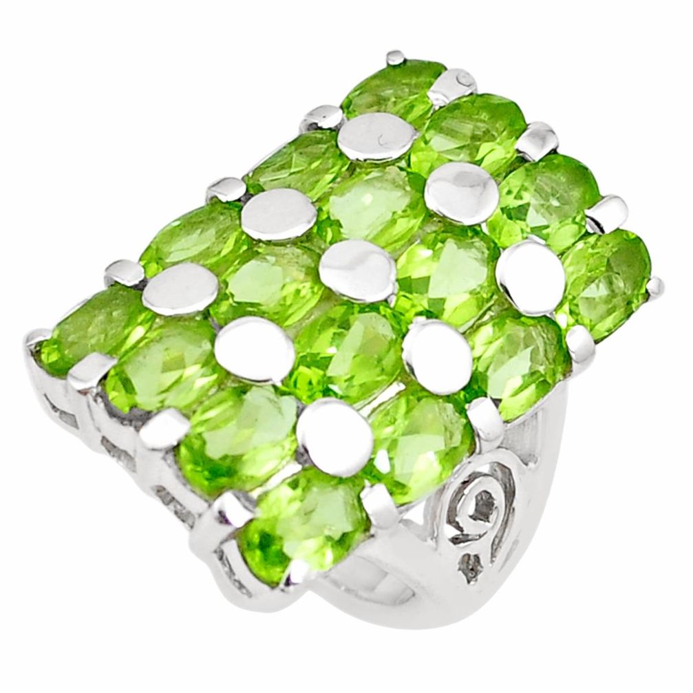 15.94cts natural green peridot 925 sterling silver ring jewelry size 7.5 p18682