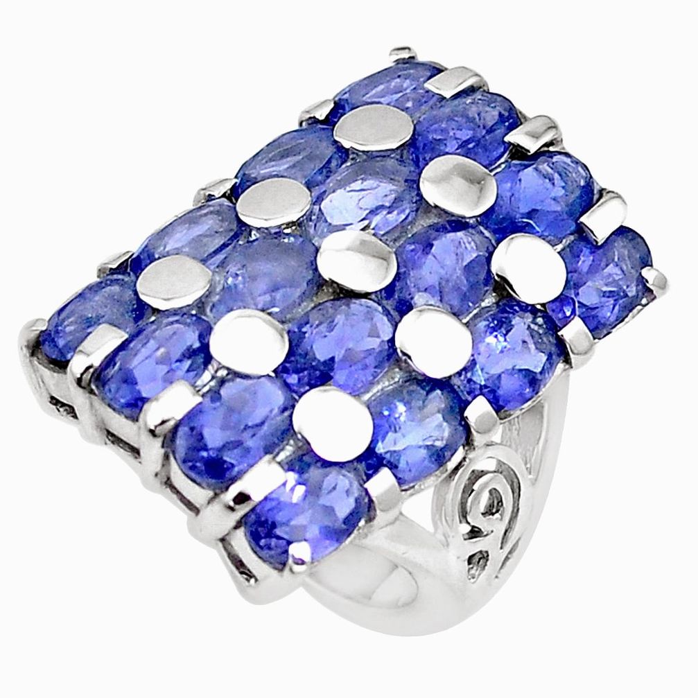 925 sterling silver 15.43cts natural blue iolite ring jewelry size 6.5 p18687