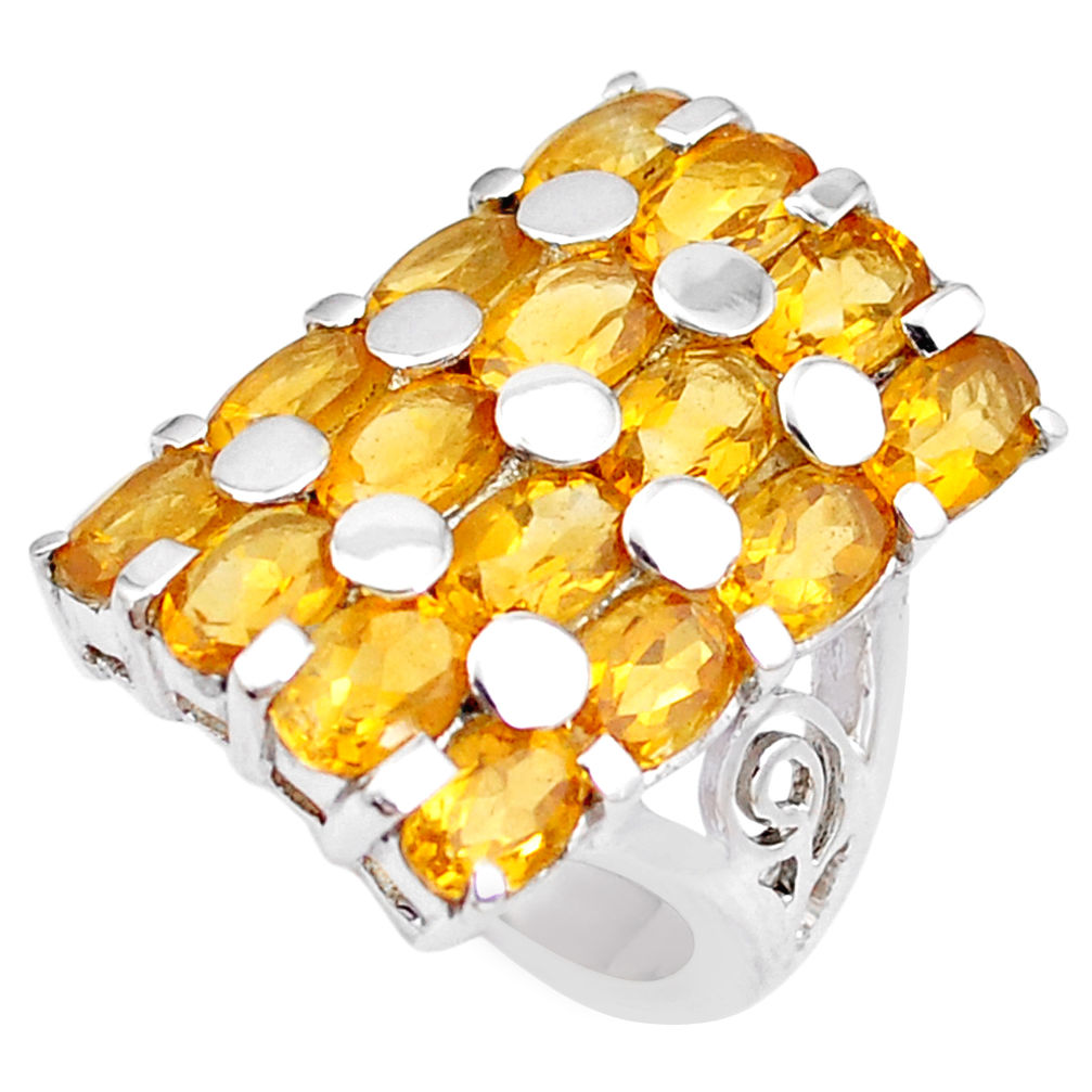 15.94cts natural yellow citrine 925 sterling silver ring jewelry size 6.5 p18698