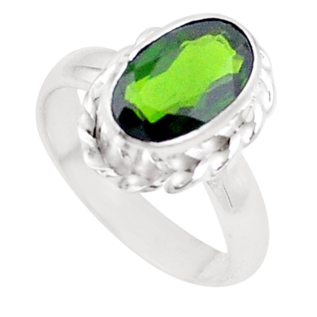 3.40cts natural green chrome diopside 925 silver solitaire ring size 6 p18809