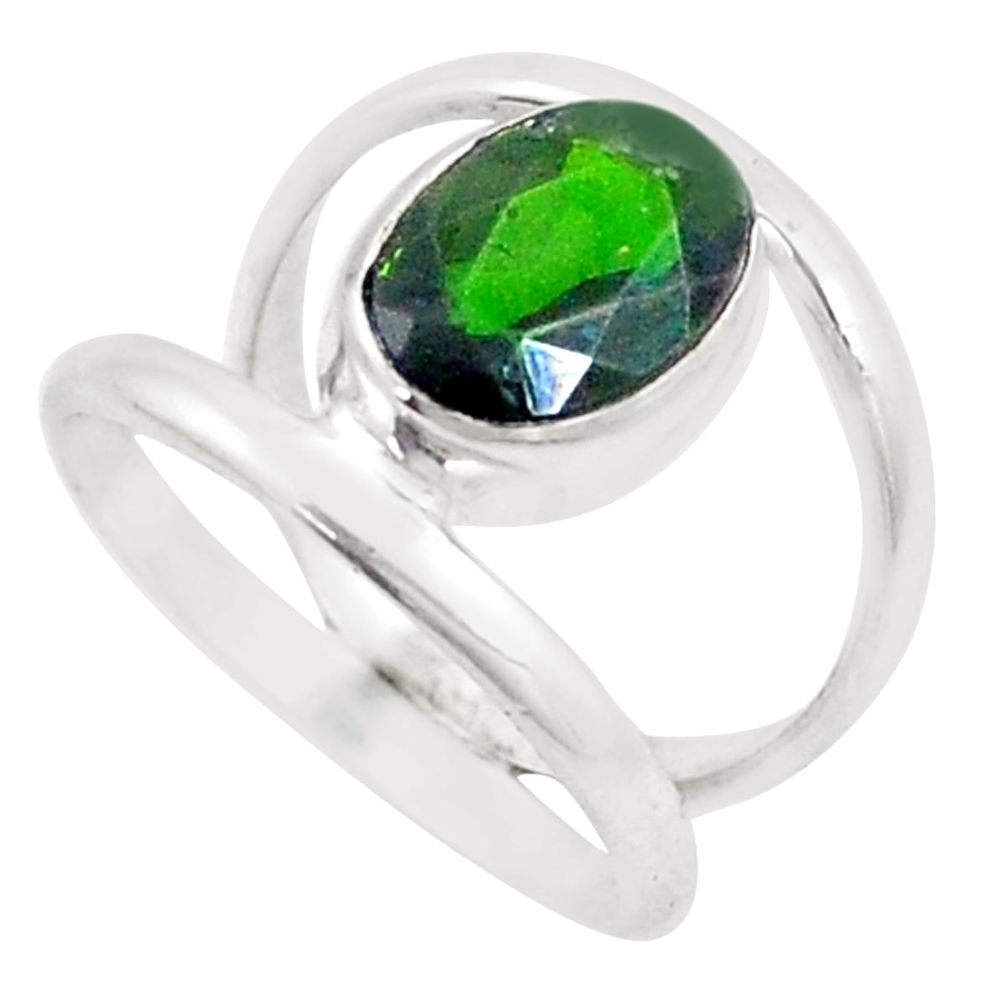4.52cts natural green chrome diopside 925 silver solitaire ring size 6.5 p18810