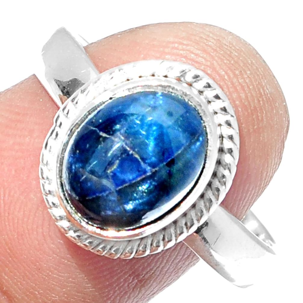 4.51cts NATURAL BLUE STAR SAPPHIRE 925 SILVER SOLITAIRE RING SIZE 8.5 P18833