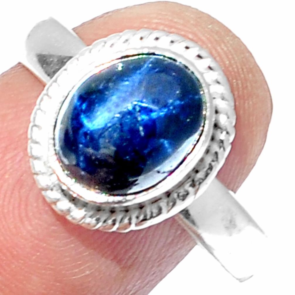 3.75cts NATURAL BLUE STAR SAPPHIRE 925 SILVER SOLITAIRE RING SIZE 8 P18850