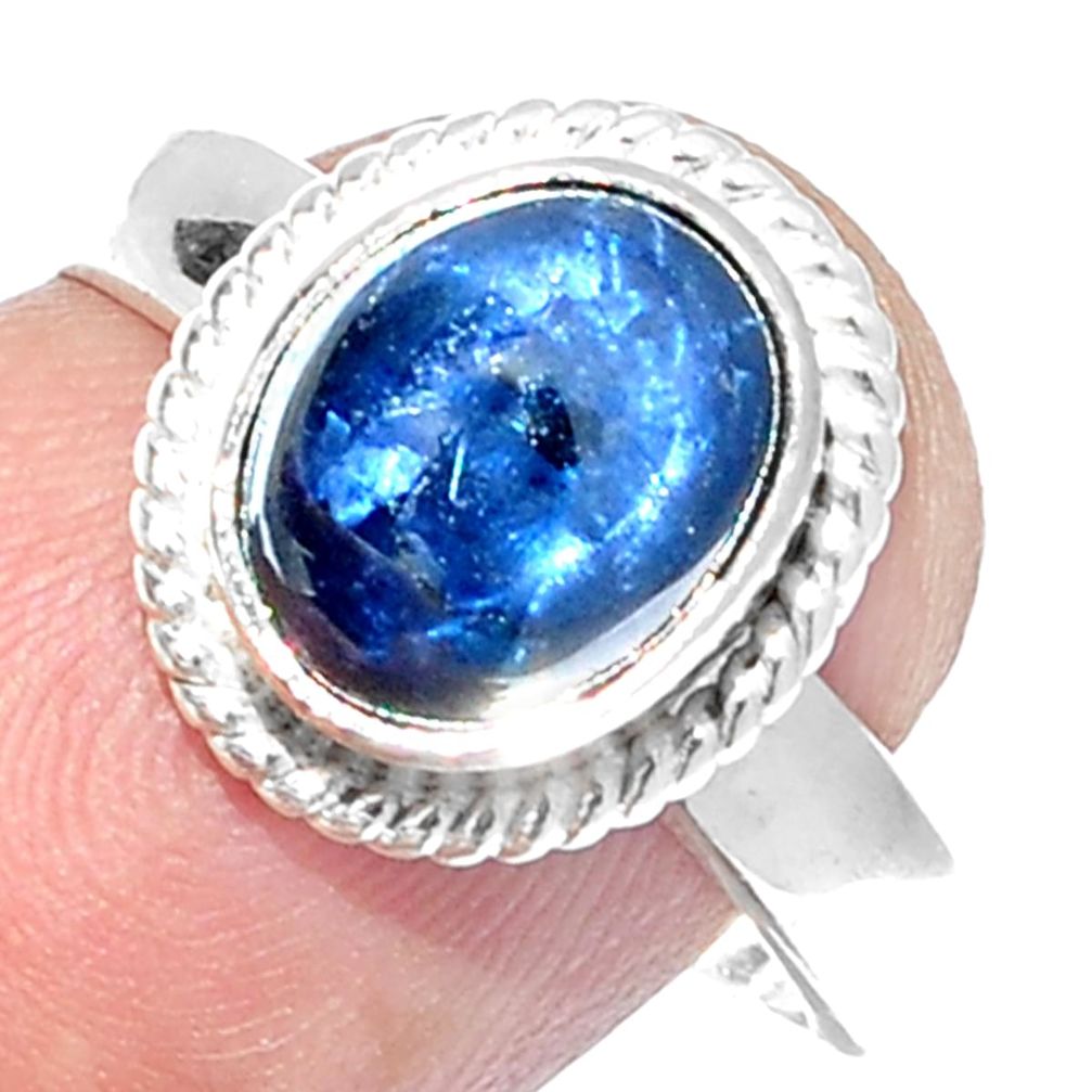 4.02cts NATURAL BLUE STAR SAPPHIRE 925 SILVER SOLITAIRE RING SIZE 7.5 P18854