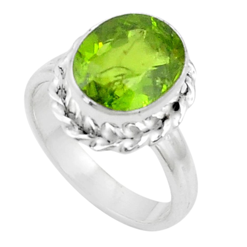 5.16cts natural green peridot 925 silver solitaire ring jewelry size 6 p18962