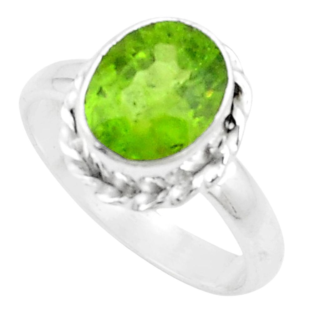 5.06cts natural green peridot 925 silver solitaire ring jewelry size 9 p18965