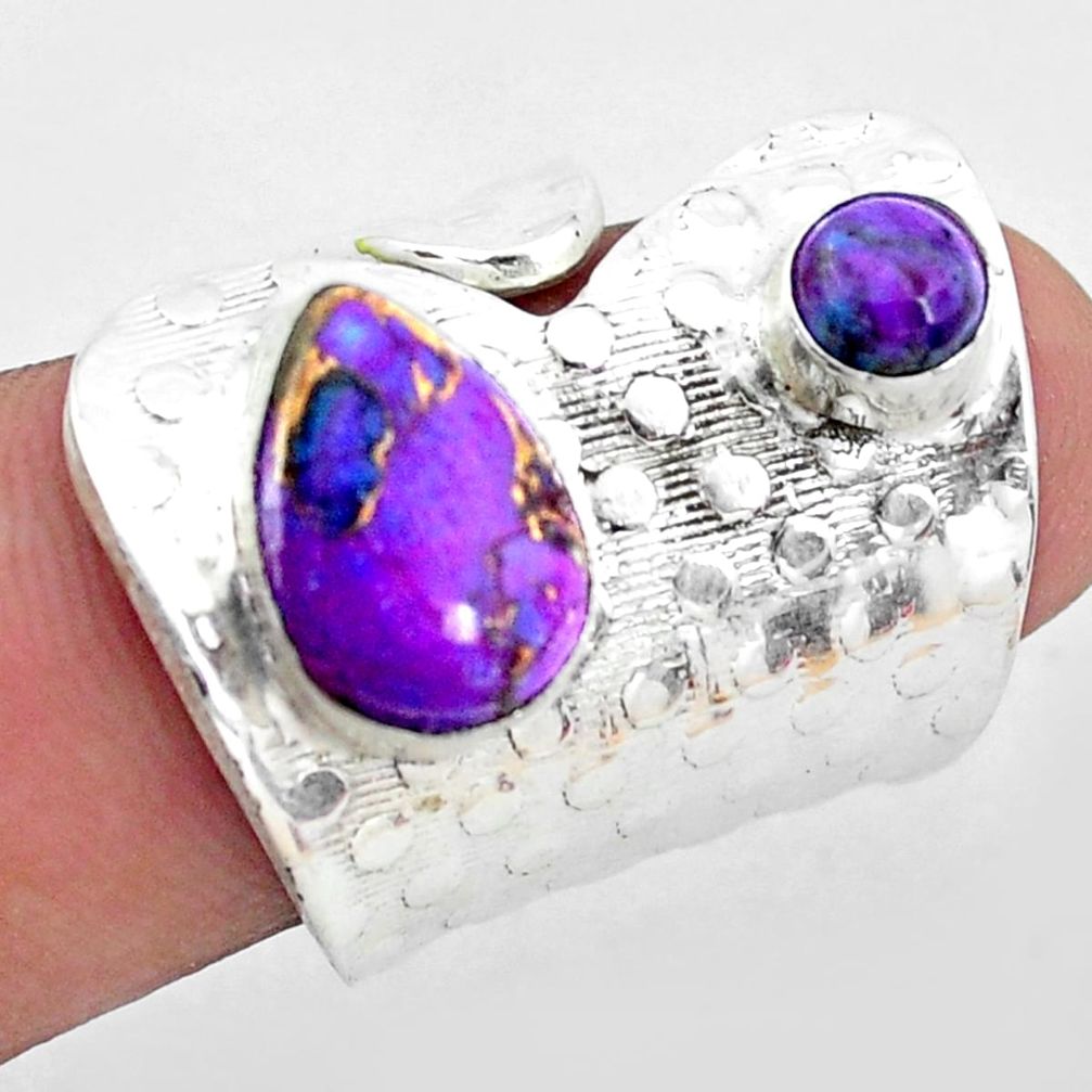 5.07cts purple copper turquoise 925 sterling silver ring jewelry size 7 p19090