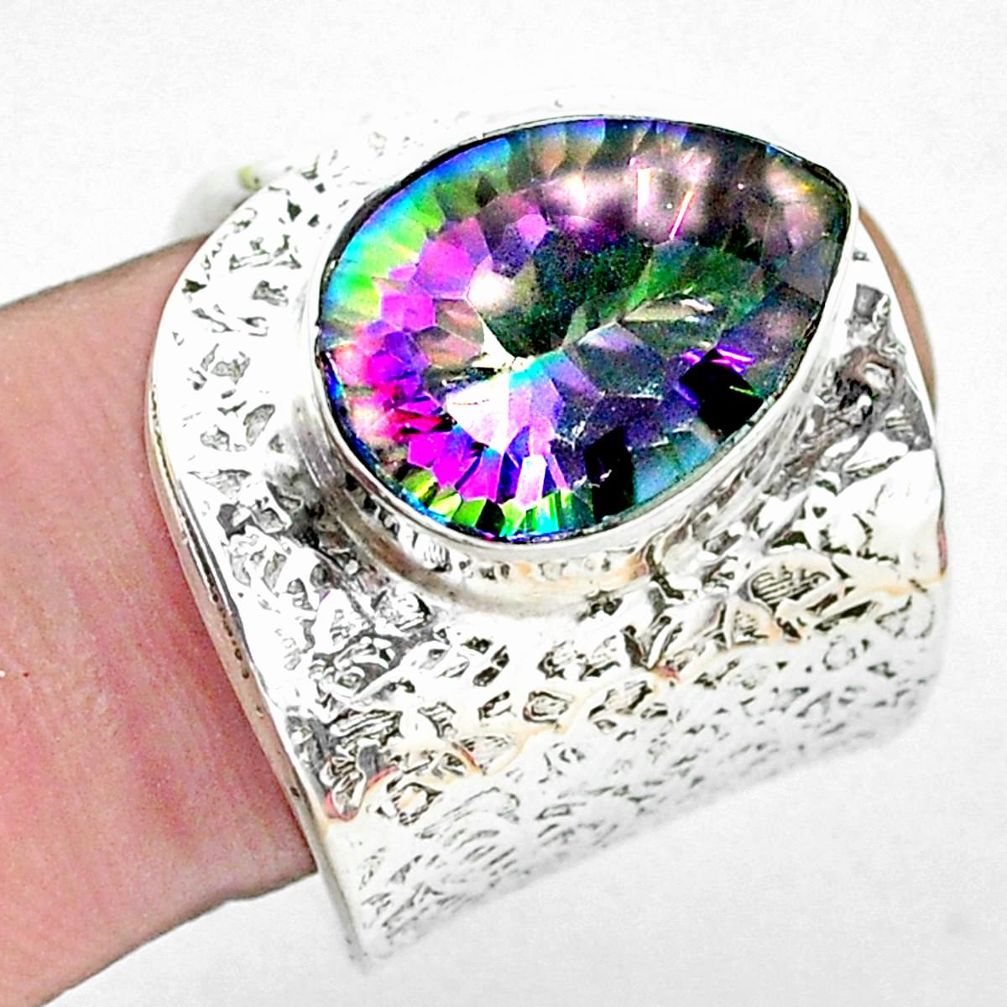 7.37cts multi color rainbow topaz 925 silver solitaire ring size 8.5 p19105