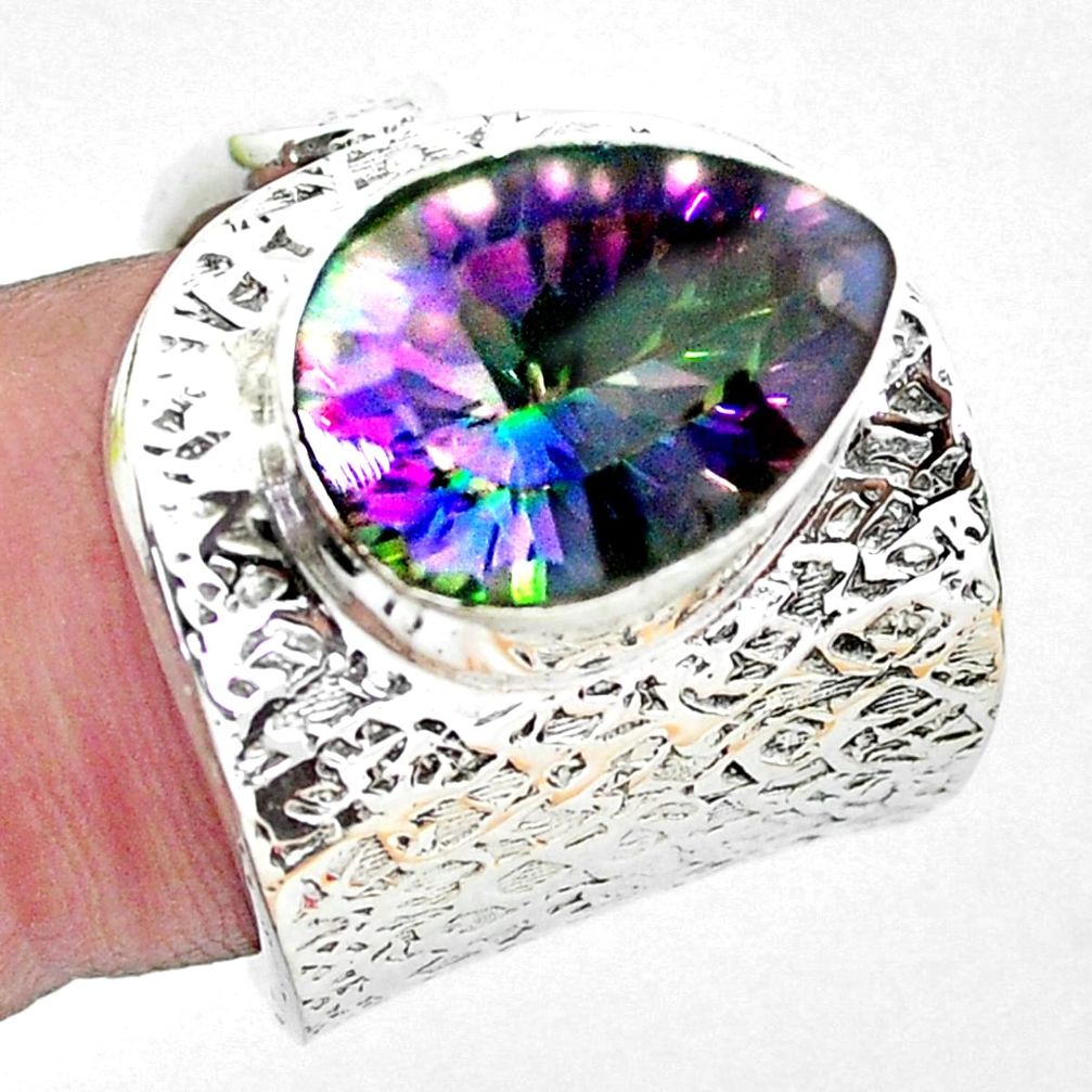 6.96cts multi color rainbow topaz 925 silver solitaire ring size 7.5 p19106