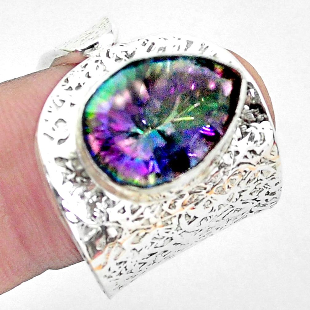 7.09cts multi color rainbow topaz 925 silver solitaire ring size 7.5 p19107