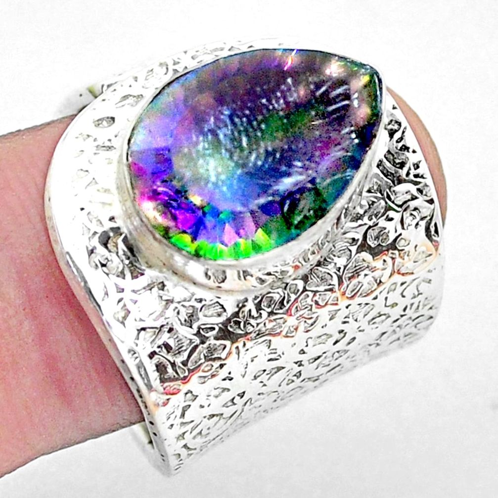 925 silver 7.37cts multi color rainbow topaz solitaire ring size 7.5 p19108