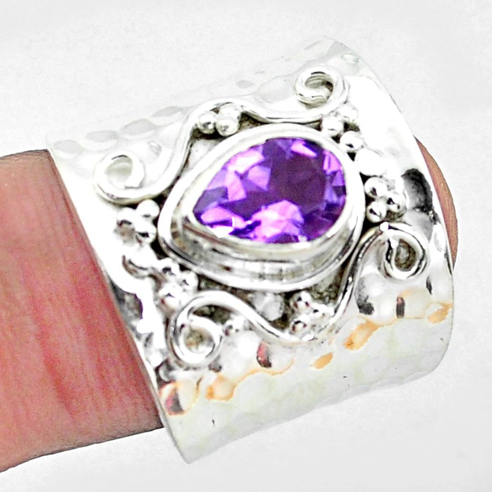 2.34cts natural purple amethyst 925 silver solitaire ring jewelry size 7 p19110