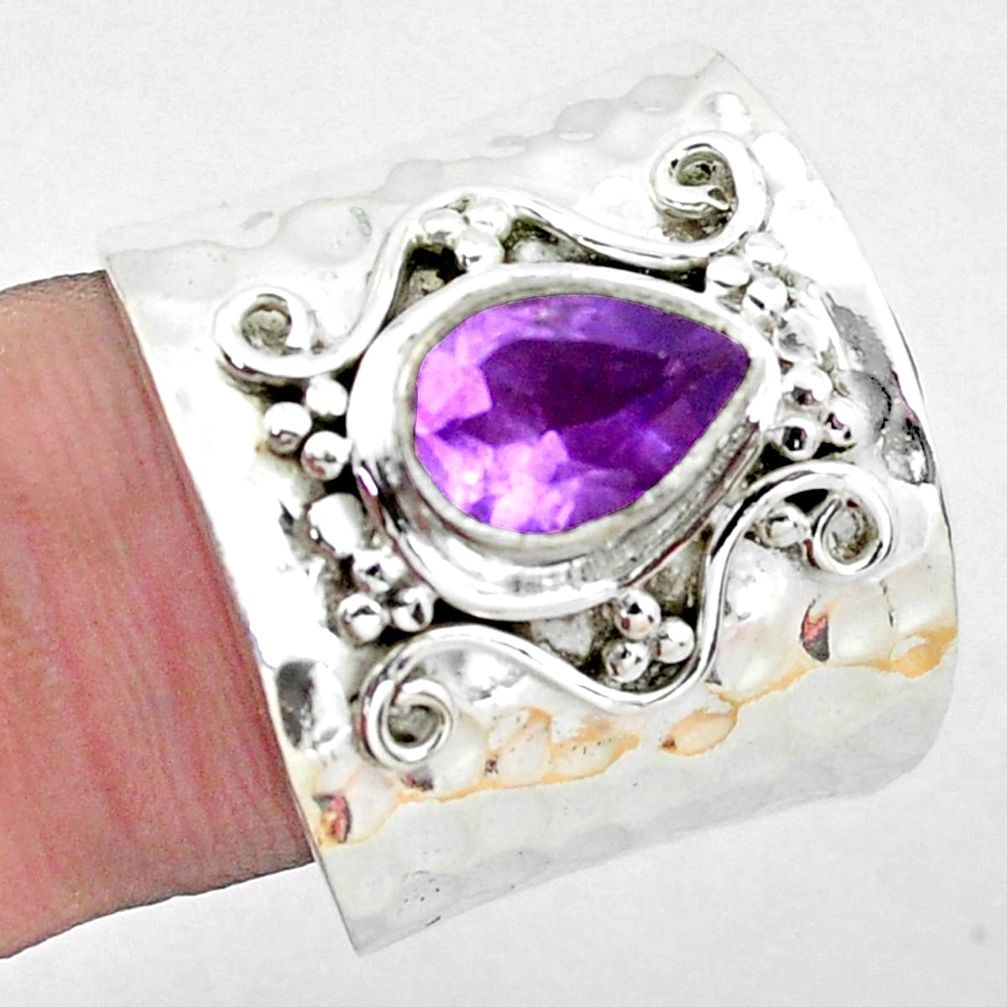 2.41cts natural purple amethyst 925 silver solitaire ring size 7.5 p19111