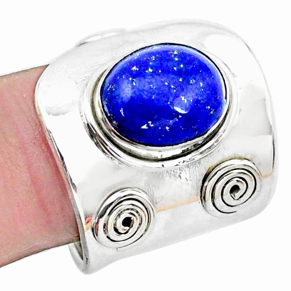 Natural blue lapis lazuli 925 silver adjustable solitaire ring size 7 p19222