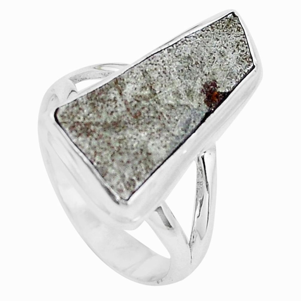 9.03cts natural grey meteorite gibeon 925 silver solitaire ring size 7 p19499