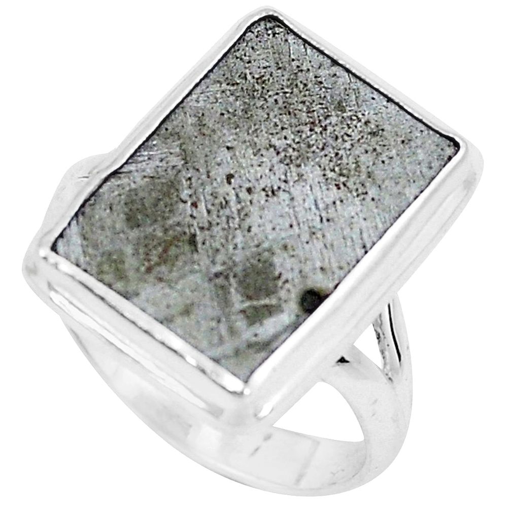 925 silver 10.84cts natural grey meteorite gibeon solitaire ring size 9 p19500