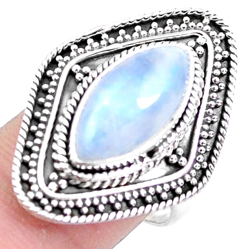 8.67cts natural rainbow moonstone 925 silver solitaire ring size 8.5 p19623