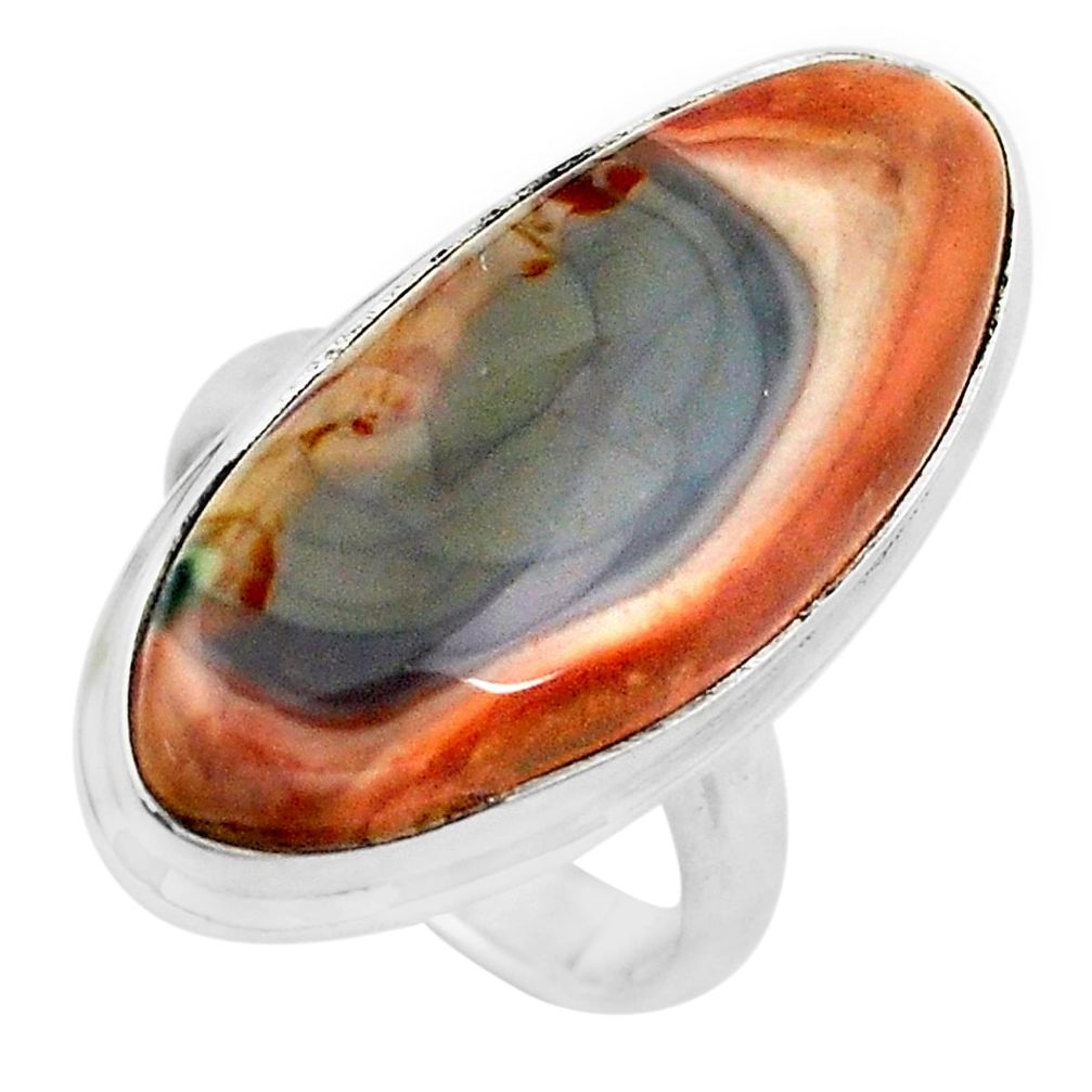 17.36cts natural brown imperial jasper 925 silver solitaire ring size 6.5 p19818