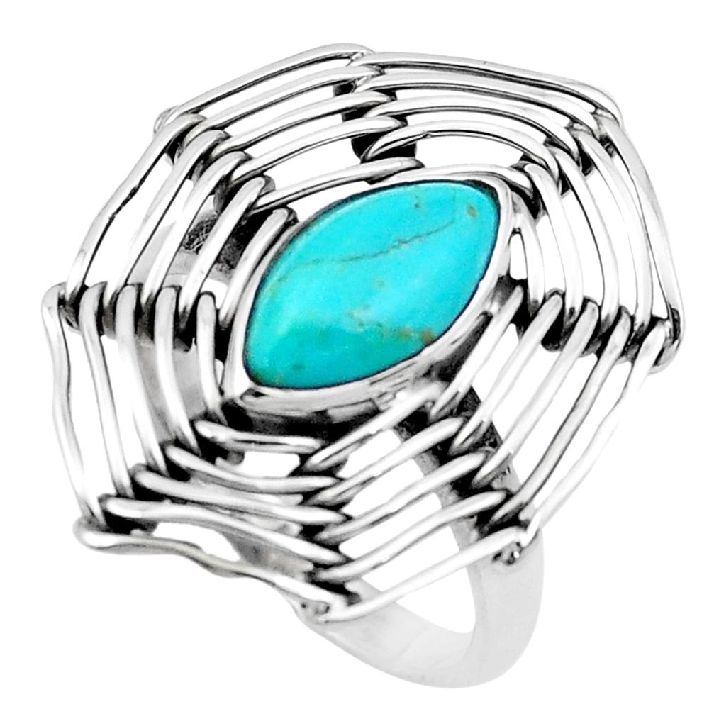 5.31cts green arizona mohave turquoise 925 silver solitaire ring size 7 p20046