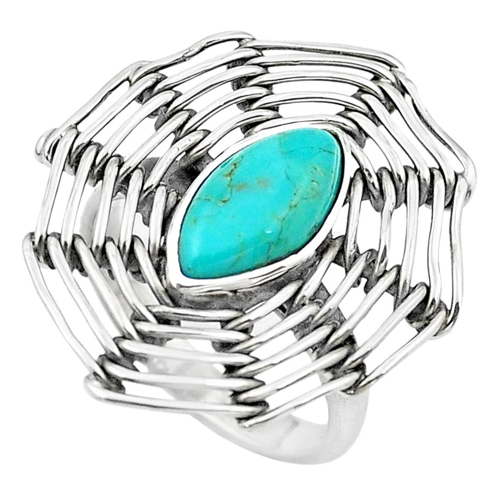 925 silver 5.31cts green arizona mohave turquoise solitaire ring size 8 p20064