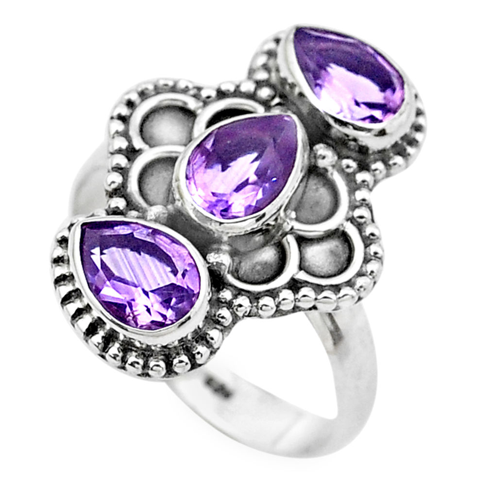 4.42cts natural purple amethyst 925 sterling silver ring jewelry size 8 p20140