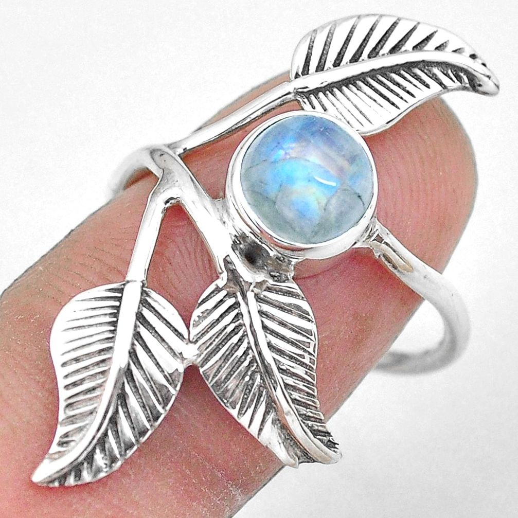 925 silver natural rainbow moonstone dreamcatcher solitaire ring size 8.5 p20158