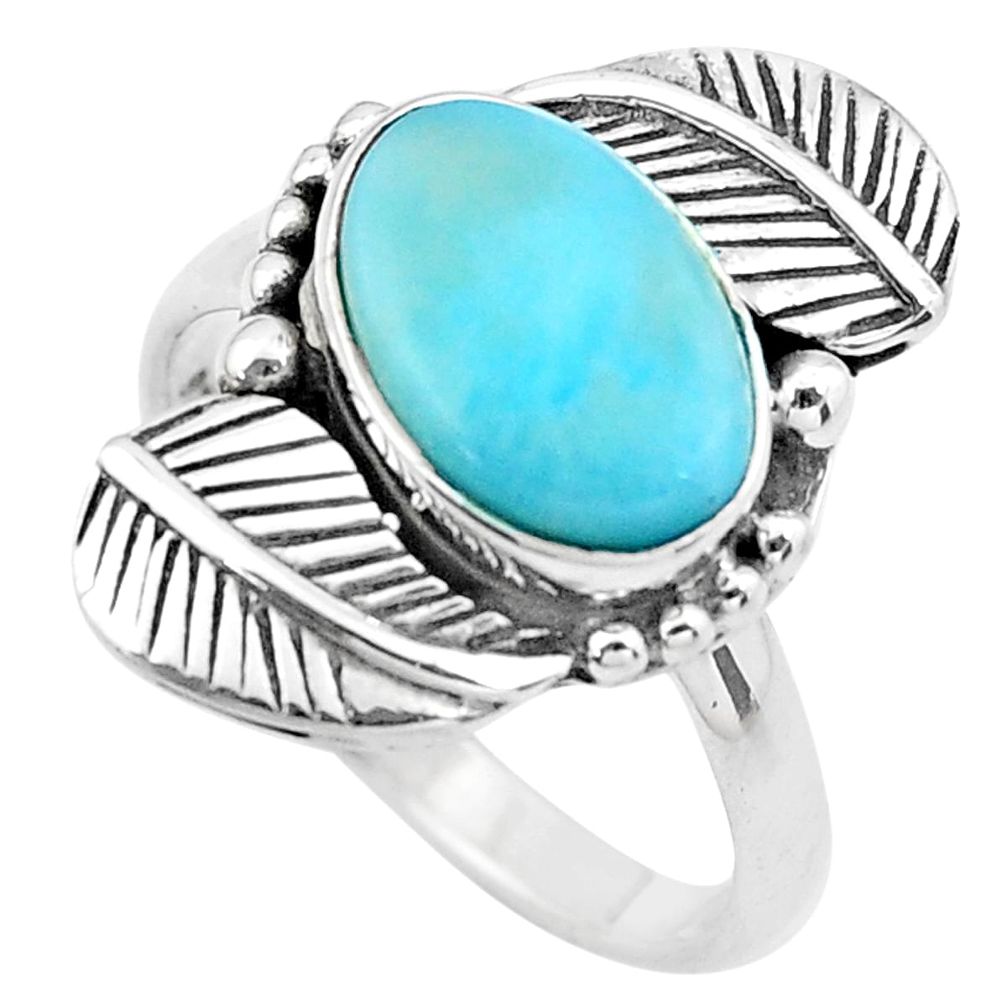 4.71cts natural blue larimar 925 silver solitaire ring jewelry size 8.5 p20167