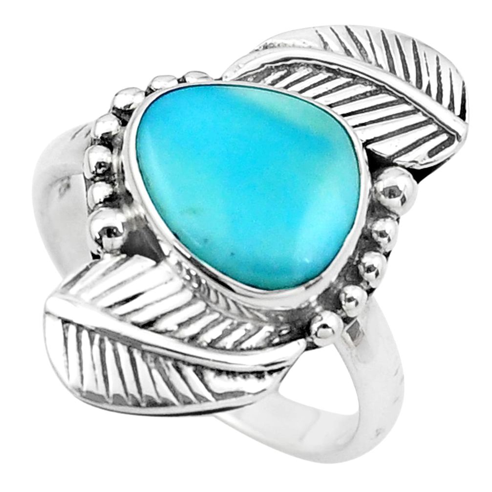 925 silver 4.92cts natural blue larimar solitaire ring jewelry size 7.5 p20168