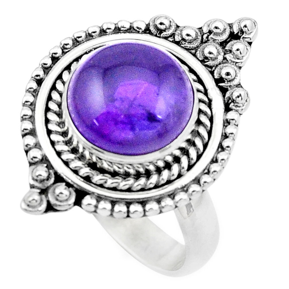 5.75cts natural purple amethyst 925 silver solitaire ring size 7.5 p20229
