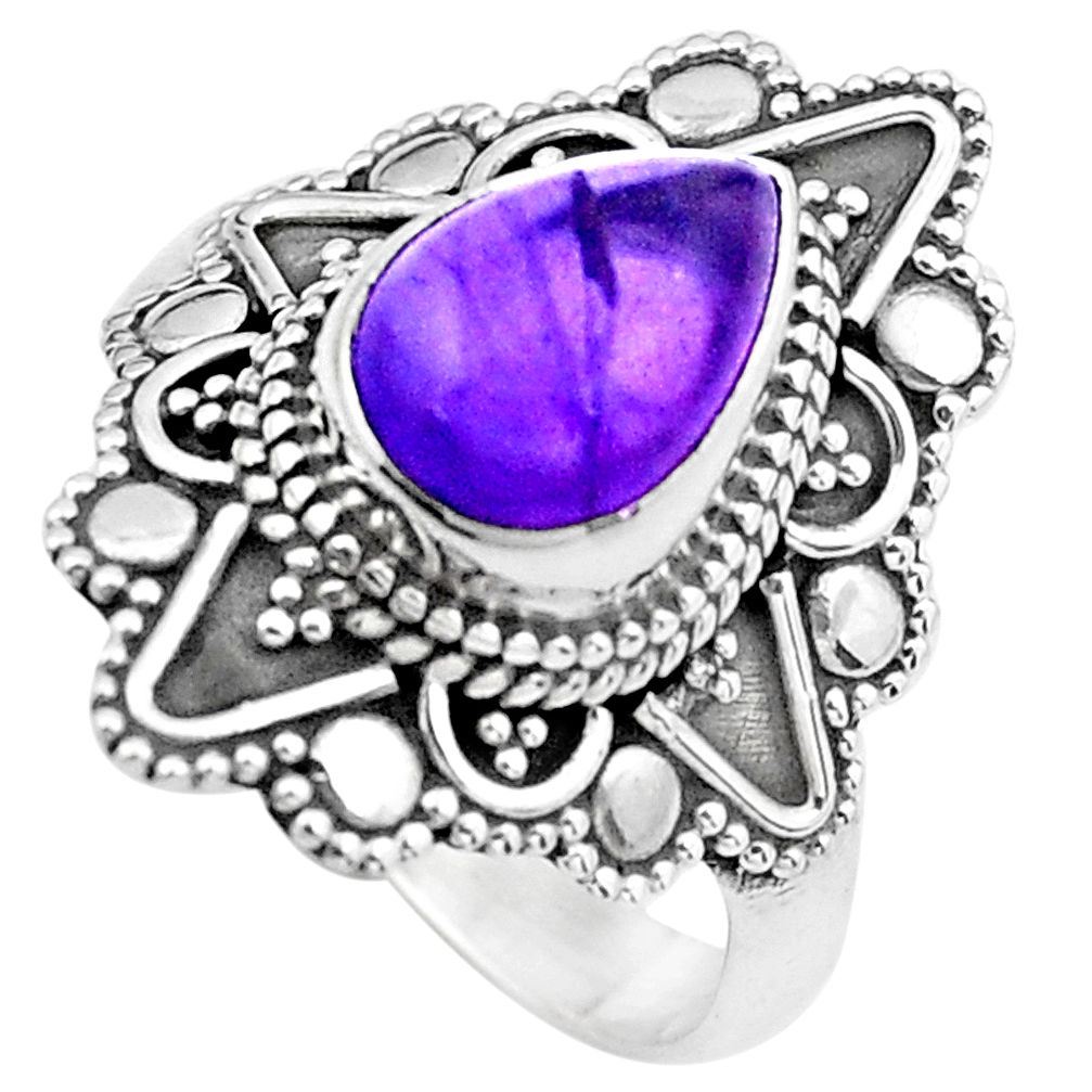 2.34cts natural purple amethyst 925 silver solitaire ring jewelry size 7 p20231