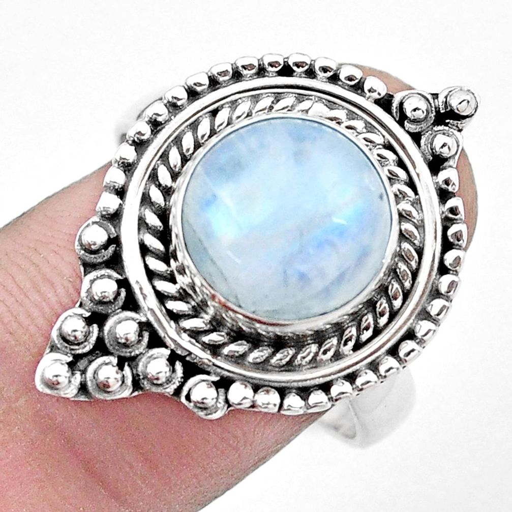 925 silver 5.69cts natural rainbow moonstone solitaire ring size 8.5 p20239