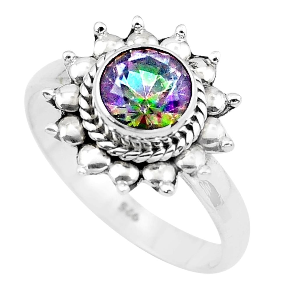 925 silver 2.33cts multi color rainbow topaz solitaire ring size 9 p20268