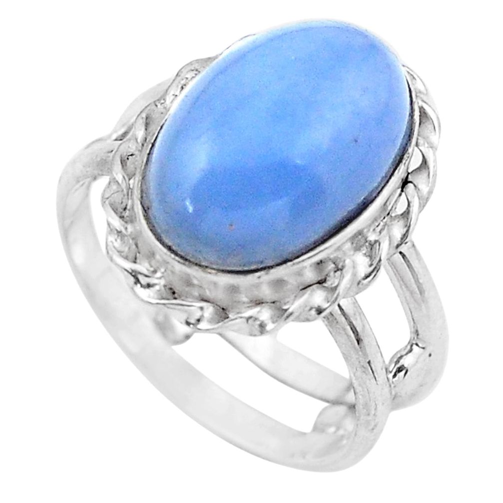 5.82cts natural blue owyhee opal 925 silver solitaire ring size 6.5 p20281