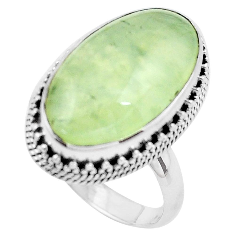 13.46cts natural green prehnite 925 silver solitaire ring jewelry size 8 p20284