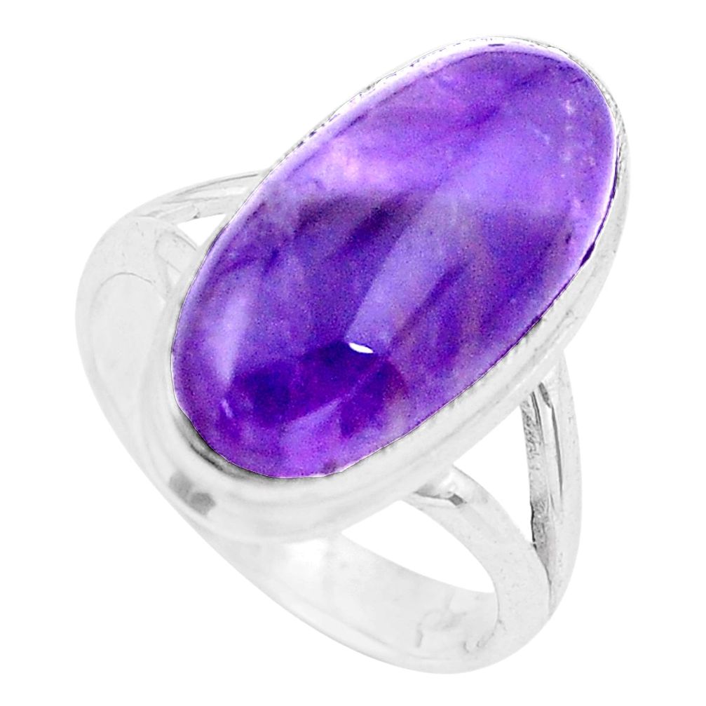 10.81cts natural purple chevron amethyst 925 silver solitaire ring size 8 p20288