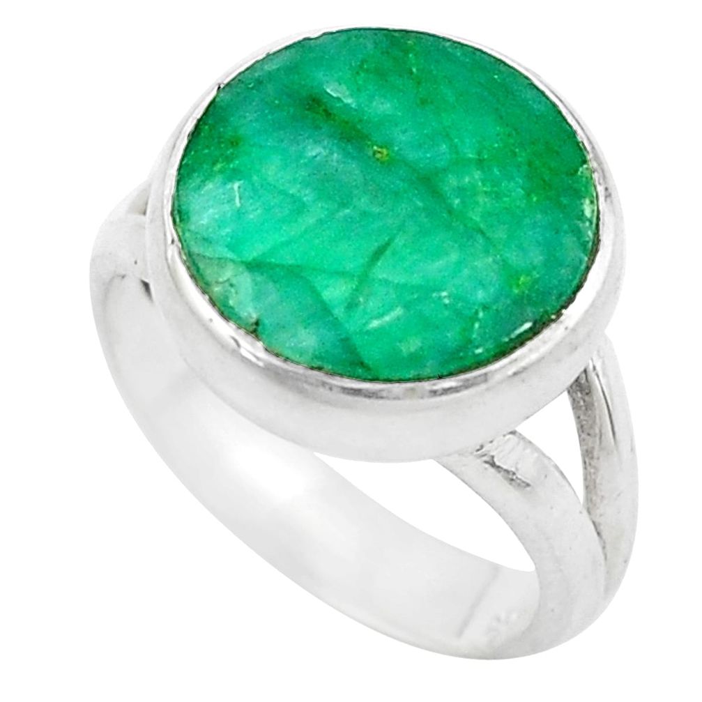 6.26cts natural green emerald 925 silver solitaire ring jewelry size 5.5 p20363