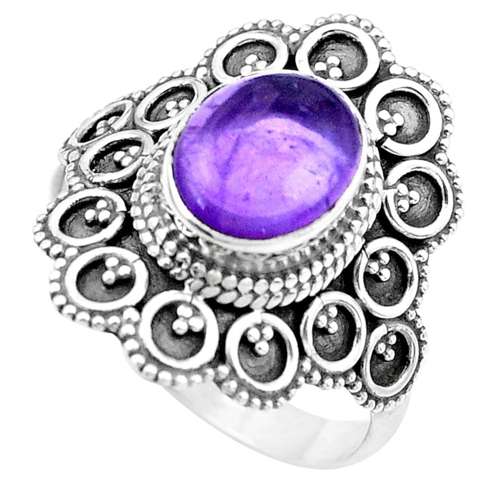 925 silver 4.73cts natural purple amethyst solitaire ring jewelry size 10 p20364