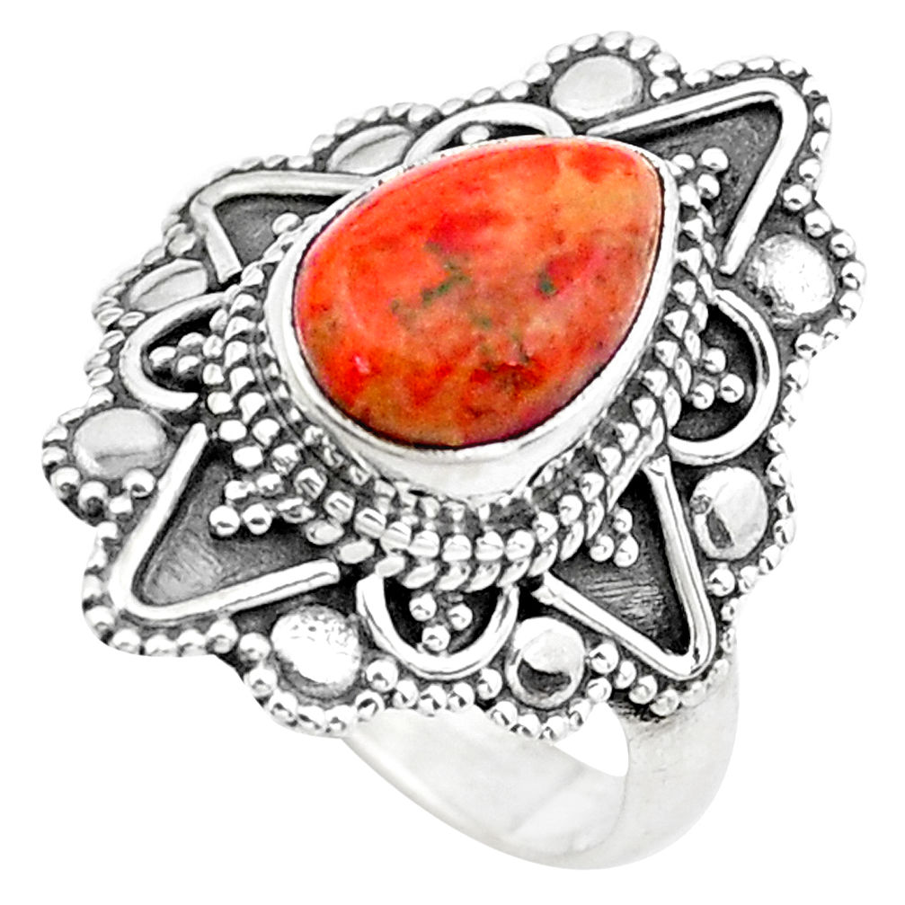 2.41cts red copper turquoise 925 silver solitaire ring jewelry size 6 p20366