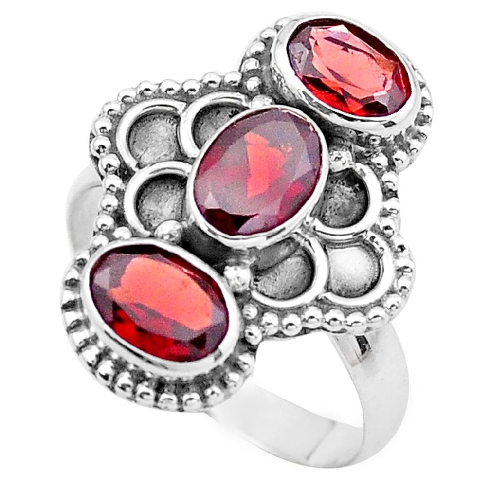 5.11cts natural red garnet 925 sterling silver solitaire ring size 8 p20368