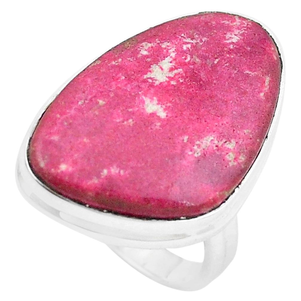 15.16cts natural pink thulite 925 sterling silver solitaire ring size 6 p20483